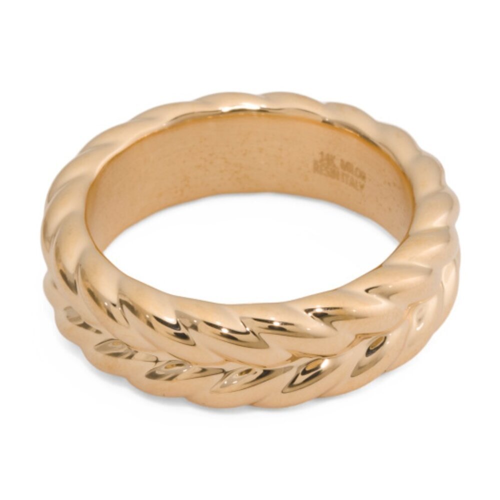 MILOR GOLD Made In Italy 14kt Gold Meitered Band Ring